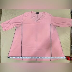 Dennis Basso Women’s Pink Knit Tunic Blouse, Scoop Neck, 3/4 Sleeve, Plus 3X